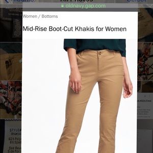 Old Navy mid-rise boot cut khakis for women NWT.